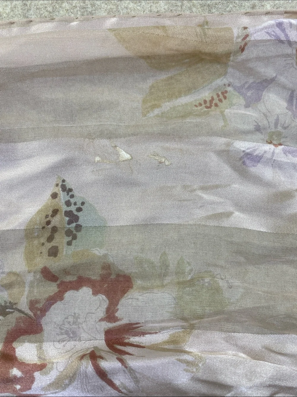Bill Blass Vintage Silk Floral Striped Scarf Pink Taupe